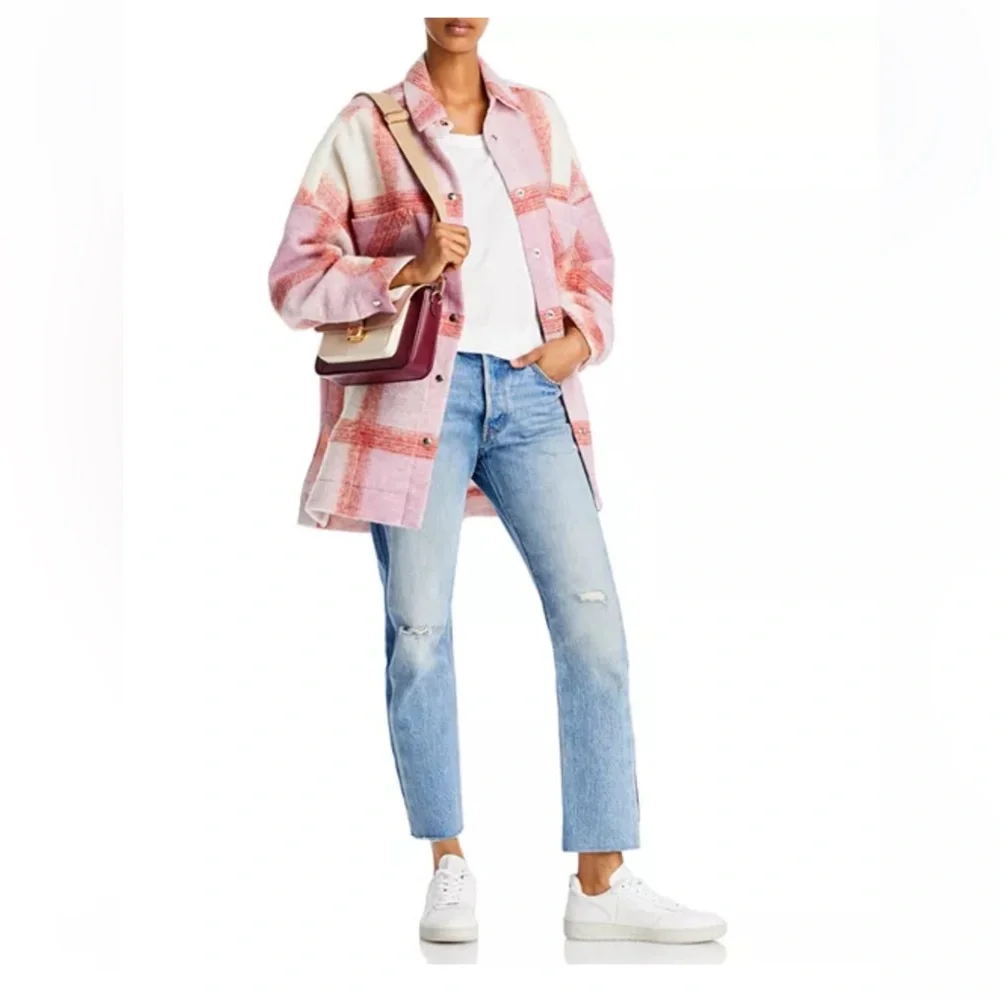IRO - Lemina Plaid Shirt Jacket - Pink, White, Red - size Small - NWT - Picture 1 of 15